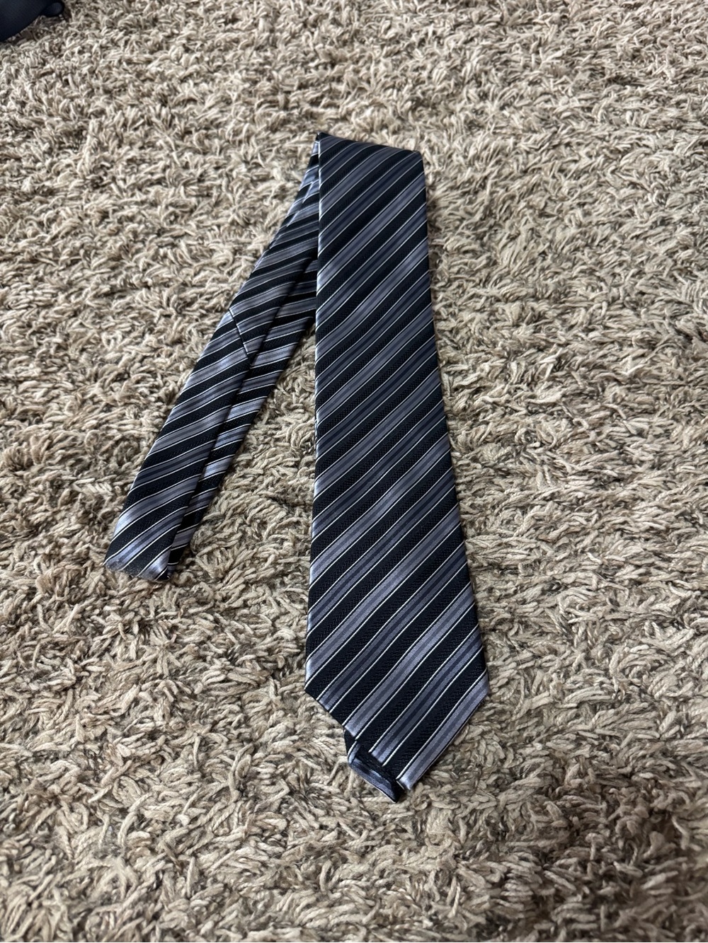 Sean John Black and Silver Diagonal Stripe Tie
